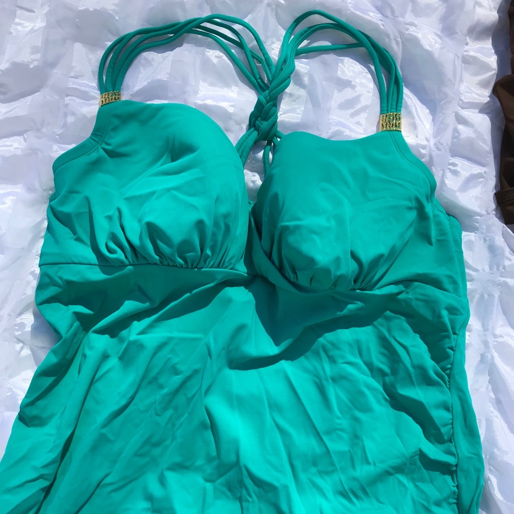 **3 for $15** Teal/ Turquoise Swim Top. sz 42D